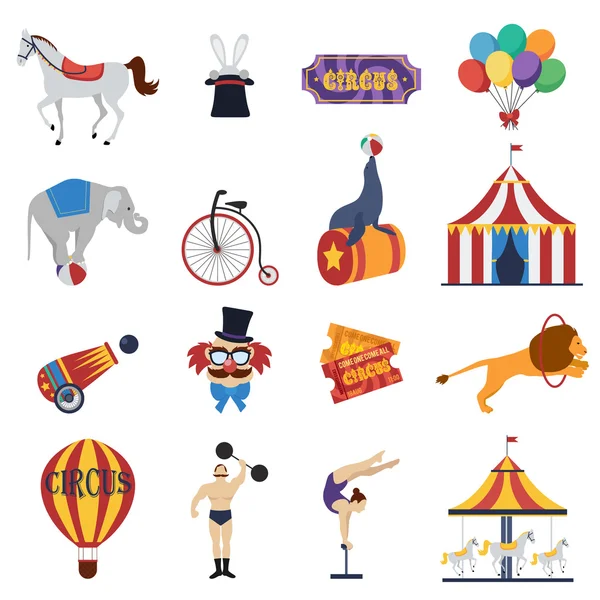 Conjunto de iconos decorativos de circo — Archivo Imágenes Vectoriales