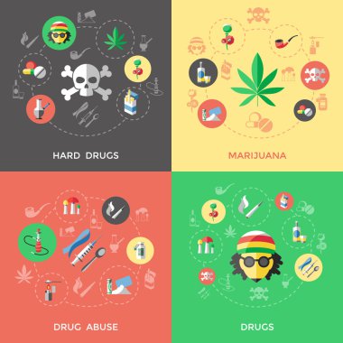 Düz uyuşturucu Icon Set