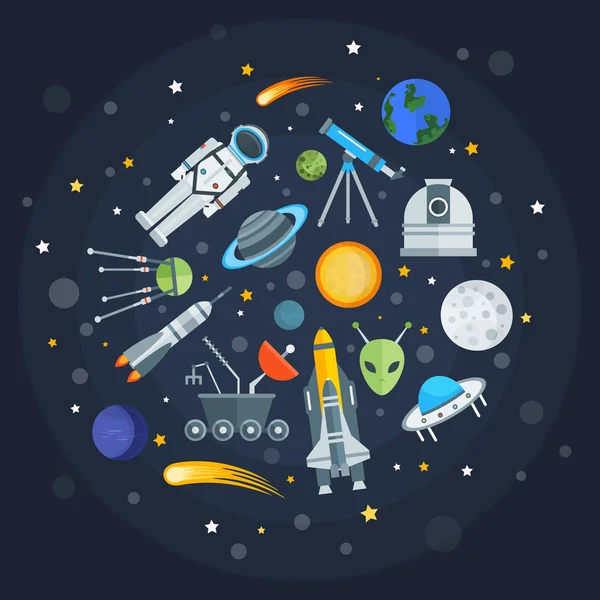 Space Exploration Round Design — Vector de stoc