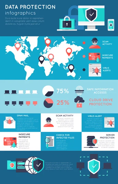 Protección de datos Infografías — Vector de stock