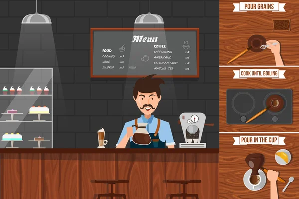 Trabalho de Folheto Barista — Vetor de Stock