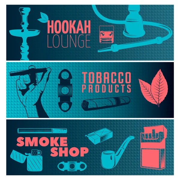 Set di banner per fumatori — Vettoriale Stock