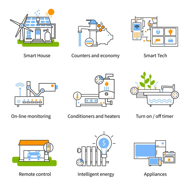 Conjunto de iconos de concepto de casa inteligente — Vector de stock