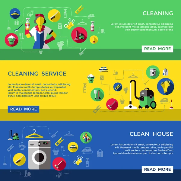 Cleaning Banner Set — Stock Vector