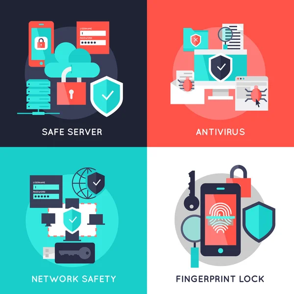 Protección de datos Composiciones planas — Archivo Imágenes Vectoriales