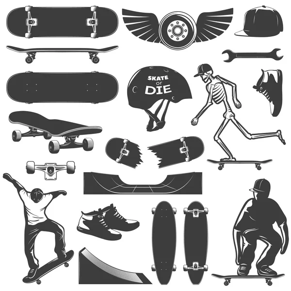 Juego de iconos de skateboarding — Vector de stock