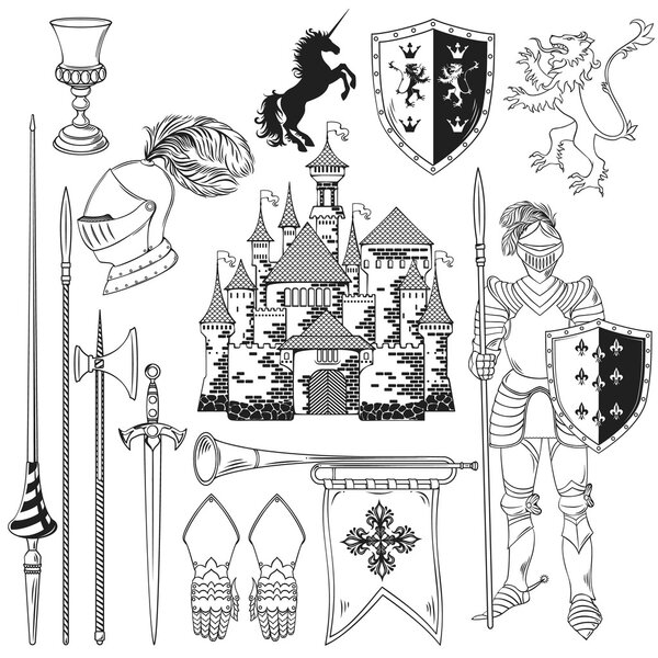 Knight Monochrome Icons Set