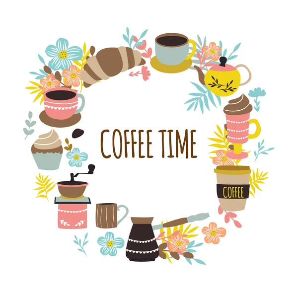 咖啡时间圆设计 — 图库矢量图片