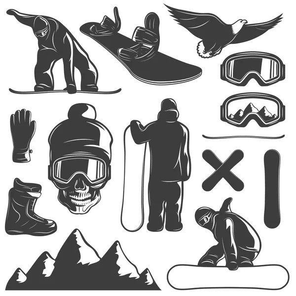 Snowboardové sady ikon — Stockový vektor