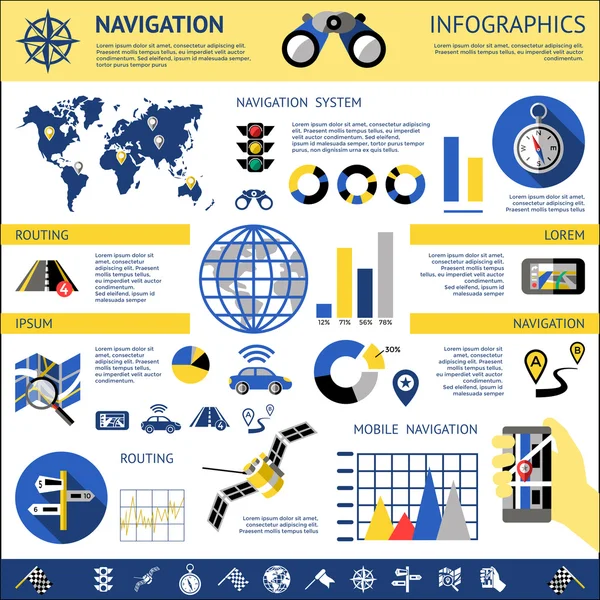 Infografiki nawigacji płaskiej — Wektor stockowy