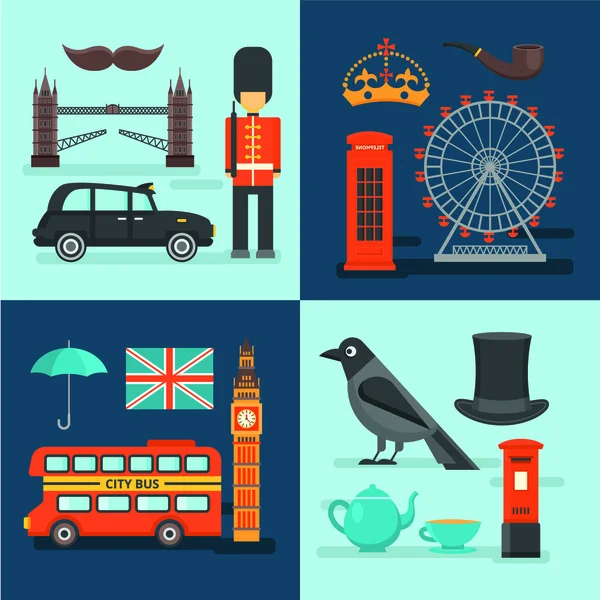 London Colored Compositions — Stock Vector