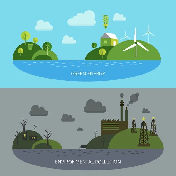 Bannières climatiques écologiques — Image vectorielle