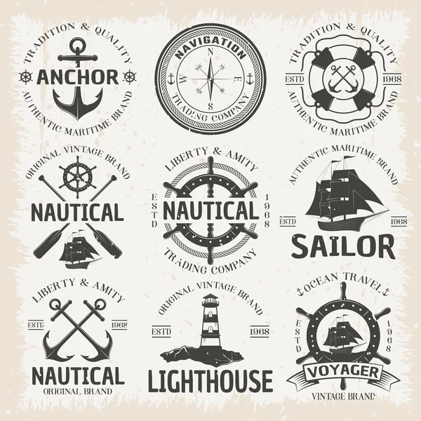 Nautical Emblem Set In Color — Stock Vector