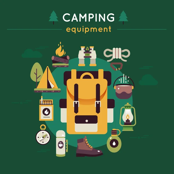Camping gekleurde samenstelling — Stockvector