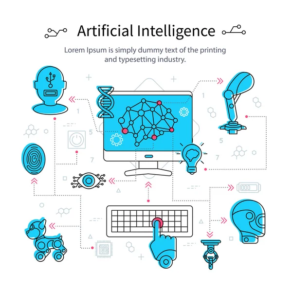 Плакат лінії штучного інтелекту — стоковий вектор