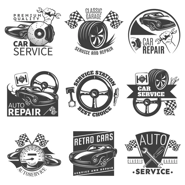 Auto-Reparatur Emblem Set — Stockvektor