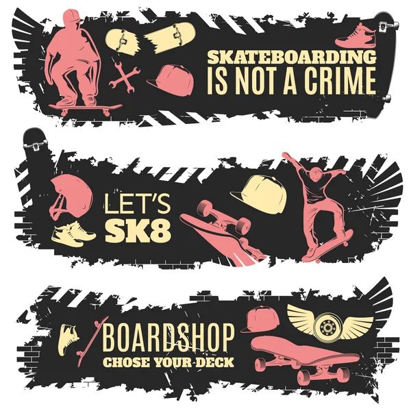 Set di banner per skateboard — Vettoriale Stock