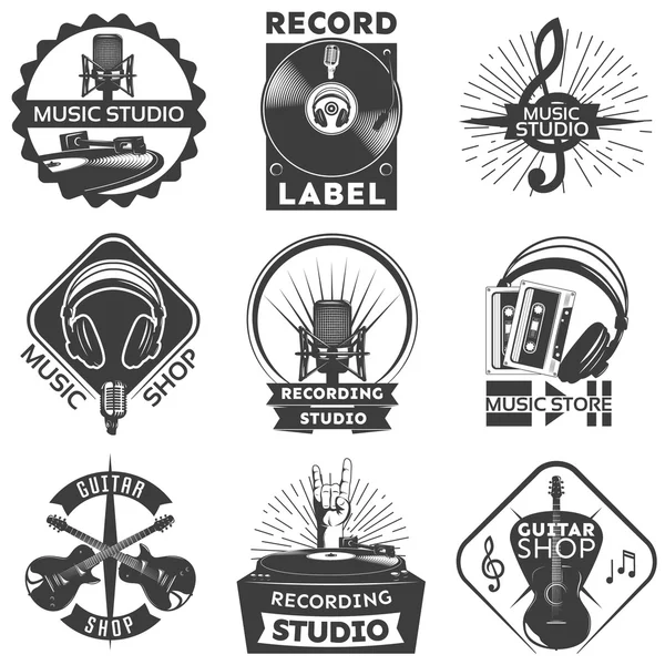 Set de etiquetas de tienda de música — Vector de stock