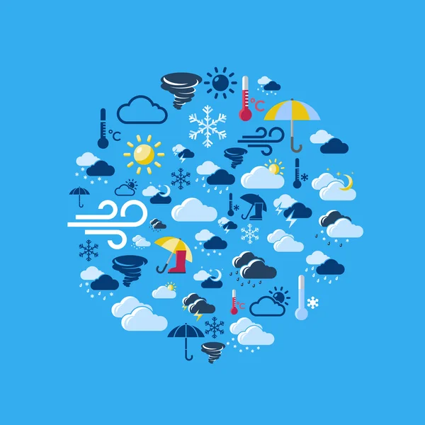 Composition ronde des prévisions météorologiques — Image vectorielle