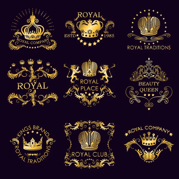 Royal Traditions Logos de Oro — Archivo Imágenes Vectoriales