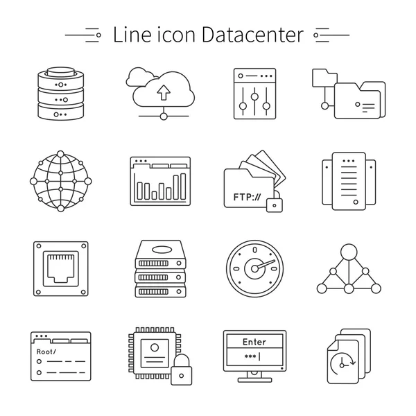 Conjunto de ícones de linha de Datacenter —  Vetores de Stock
