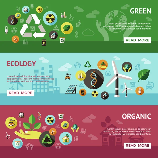 Ensemble de bannières écologiques — Image vectorielle