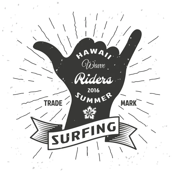 Surfen Hand Poster — Stockvector