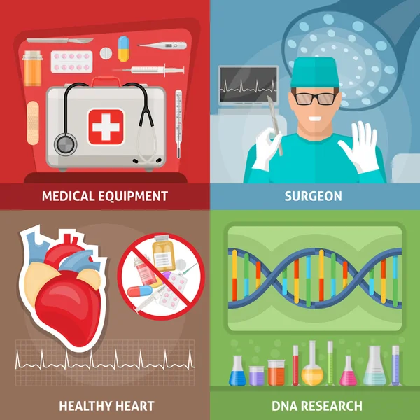 Medicina Composições planas —  Vetores de Stock