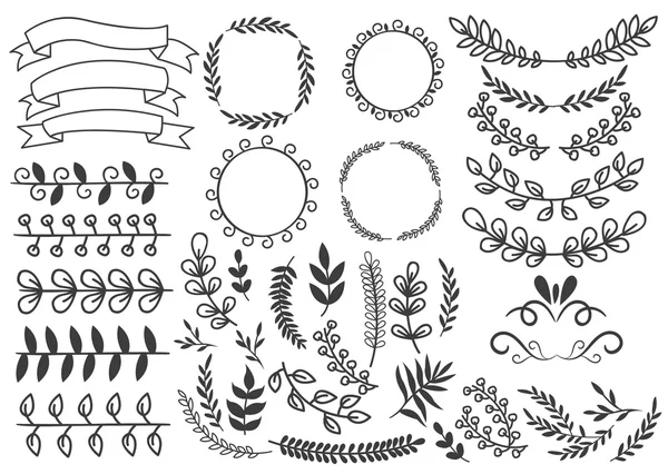 手描きの装飾的な要素のセット — ストックベクタ