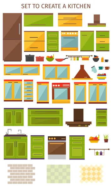 Sada kuchyňské interiérové prvky — Stockový vektor