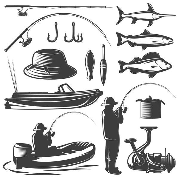 Fishing Icon Set — Stock Vector