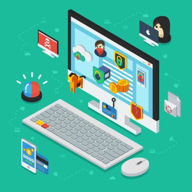 İnternet Güvenlik Izometrik Tasarım
