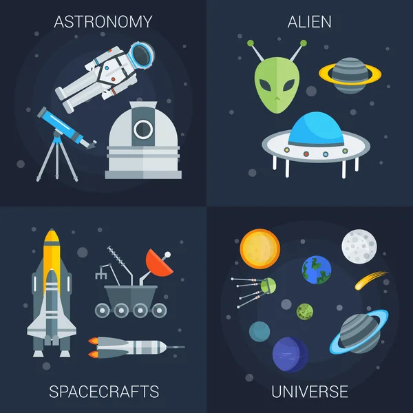 Espaço Composições planas —  Vetores de Stock