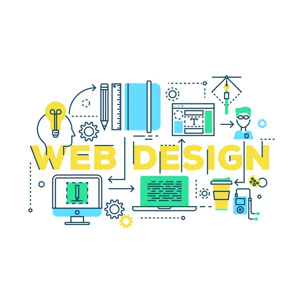 Работа над веб-дизайном — стоковый вектор