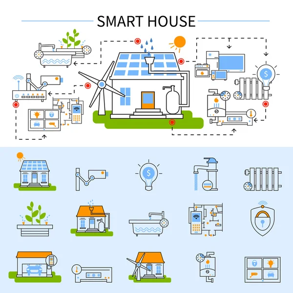 Smart House Concepto plano — Archivo Imágenes Vectoriales