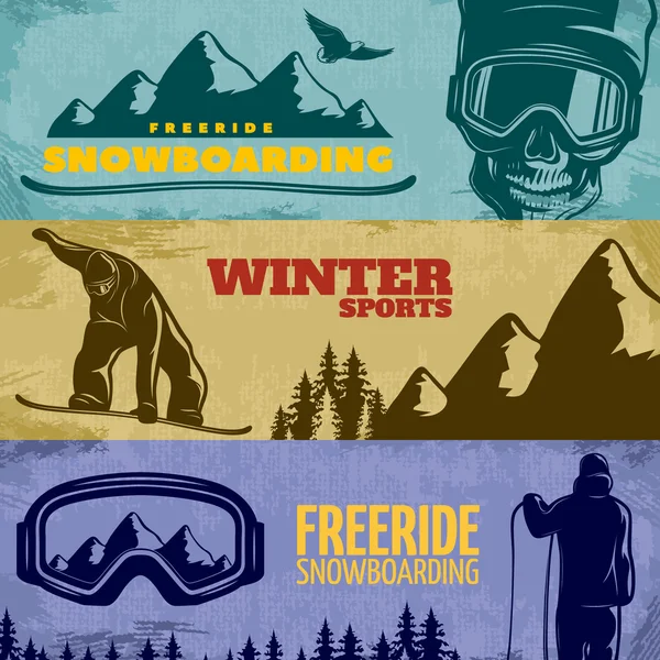 Snowboard Banner Seti — Stok Vektör