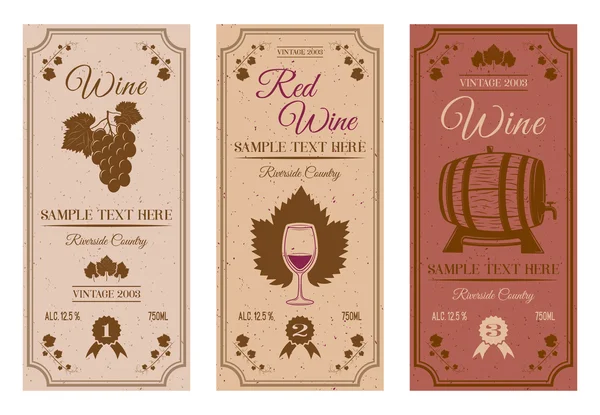 Etichette bottiglia di vino — Vettoriale Stock