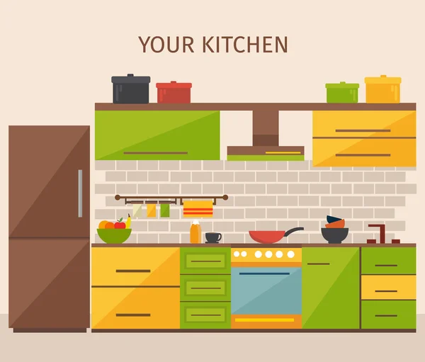 Cocina Diseño de interiores — Vector de stock