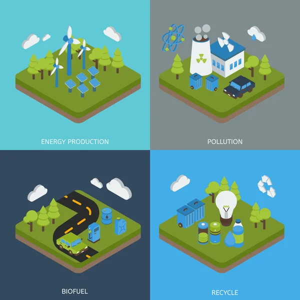 Ecologia Composições isométricas —  Vetores de Stock