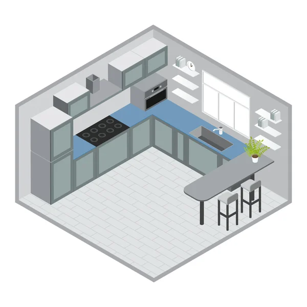 Projeto de cozinha isométrica —  Vetores de Stock