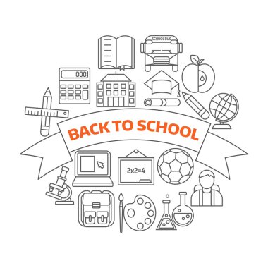 Geri okul doğrusal simgeler için