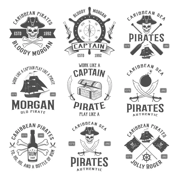 Sea Robbers Monochrome Emblems — Stock Vector