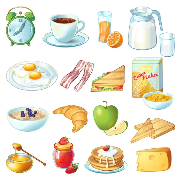 Icono de desayuno conjunto — Archivo Imágenes Vectoriales