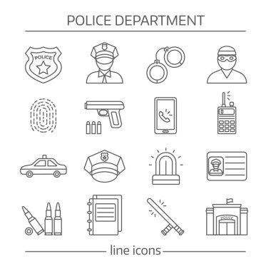 Polis Departmanı doğrusal Icons Set