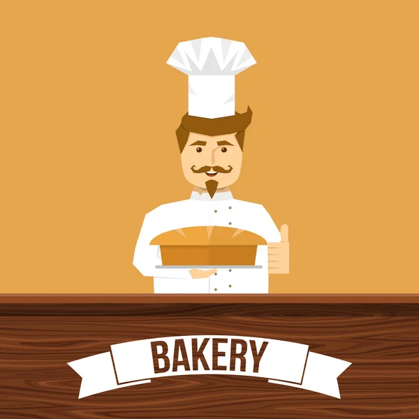 Baker en brood Design — Stockvector