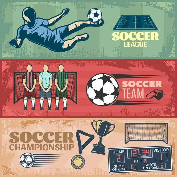 Soccer Horizontal Banners — Stock Vector