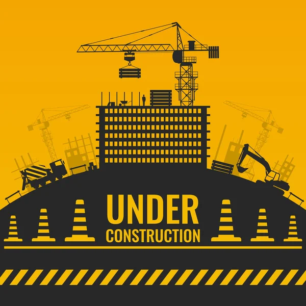 Under Construction Silhouettes Design — Stock Vector