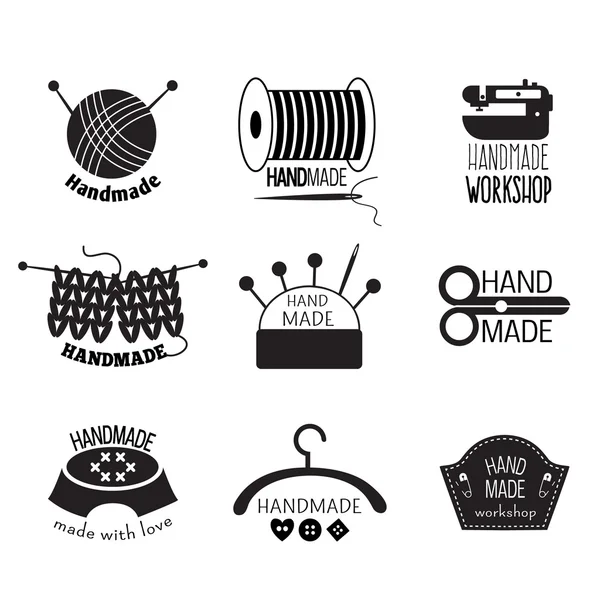 Handgefertigte monochrome Logos — Stockvektor