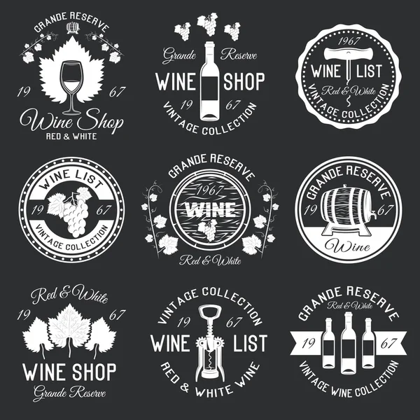 葡萄酒的单色标志 — 图库矢量图片