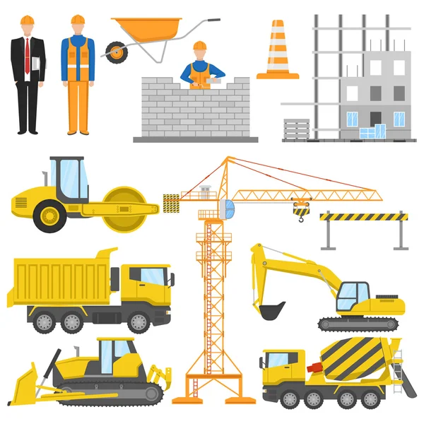 Construcción Conjunto de elementos planos — Vector de stock